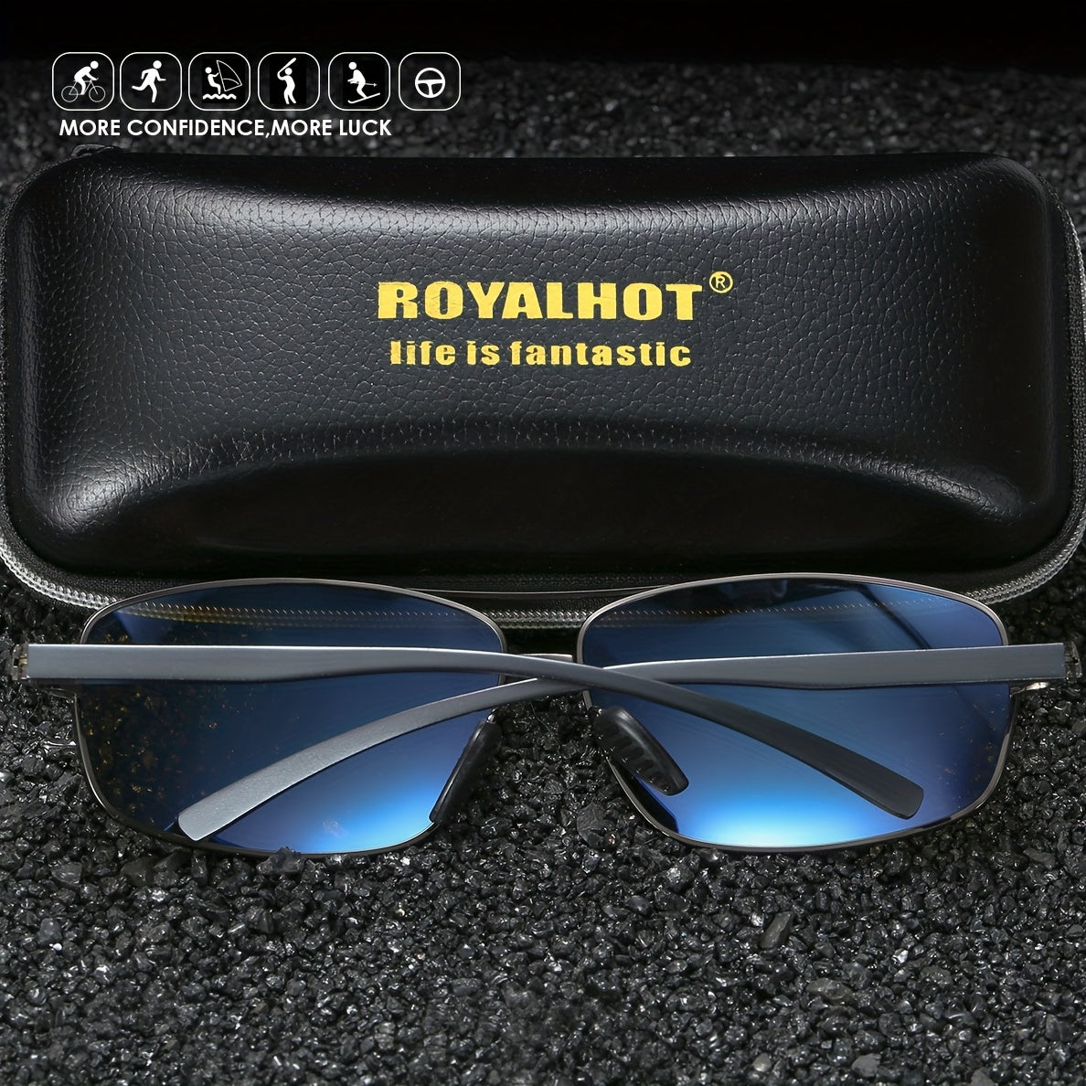 RoyalHot Polarized Sunglasses Rectangle Frame Driving Glasses