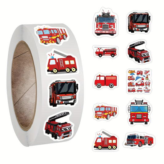 500pcs Fire Truck Stickers Roll Vinyl Waterproof Stickers For Party Decor