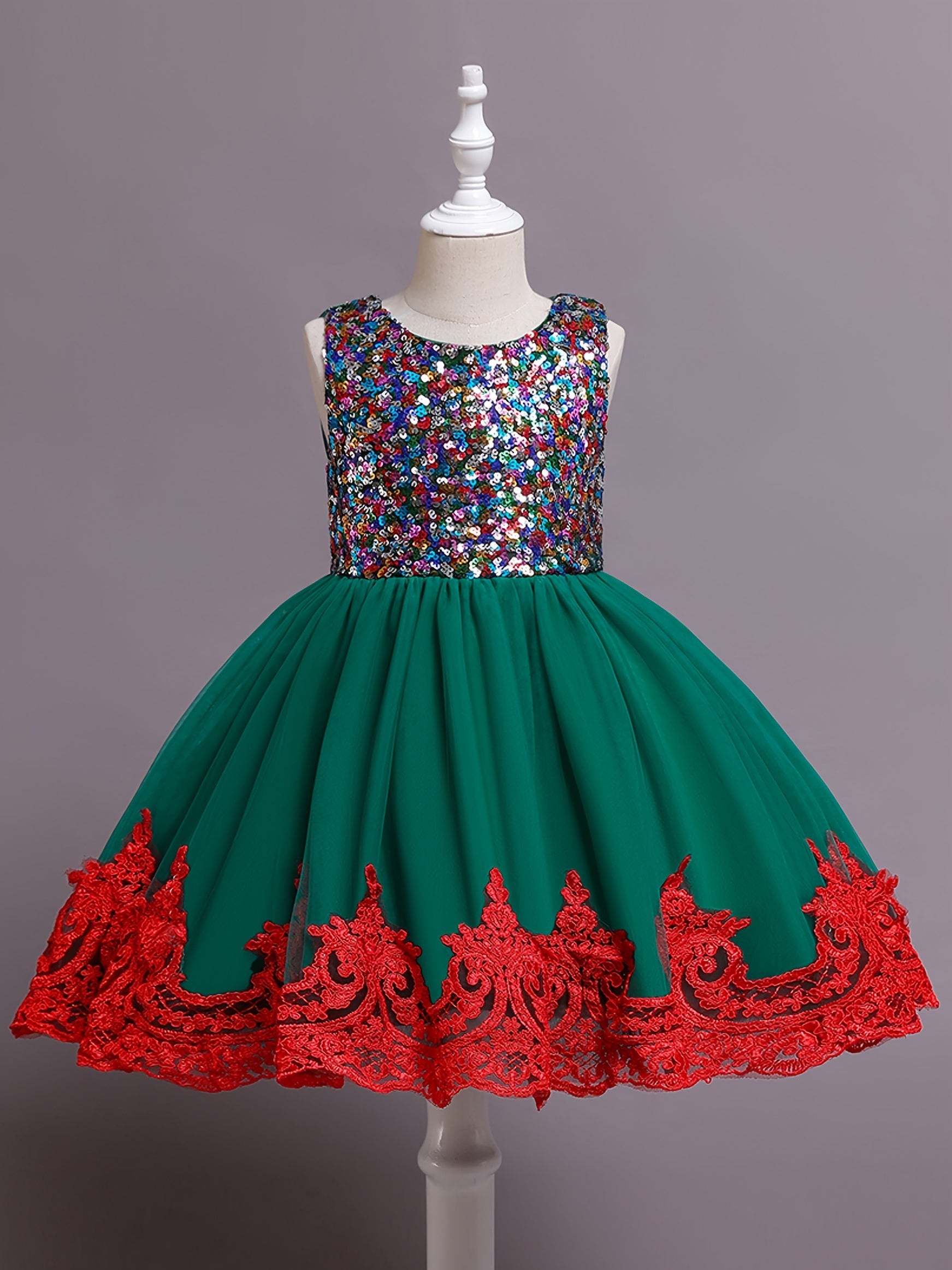 Girls Sequin Mesh Princess Dress Sleeveless Summer Dresses