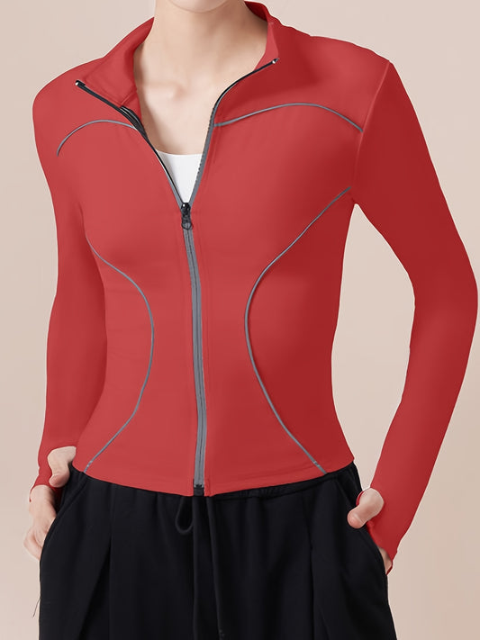 Girls Reflective Fleece Zip Up Yoga Jacket for Fall Winter