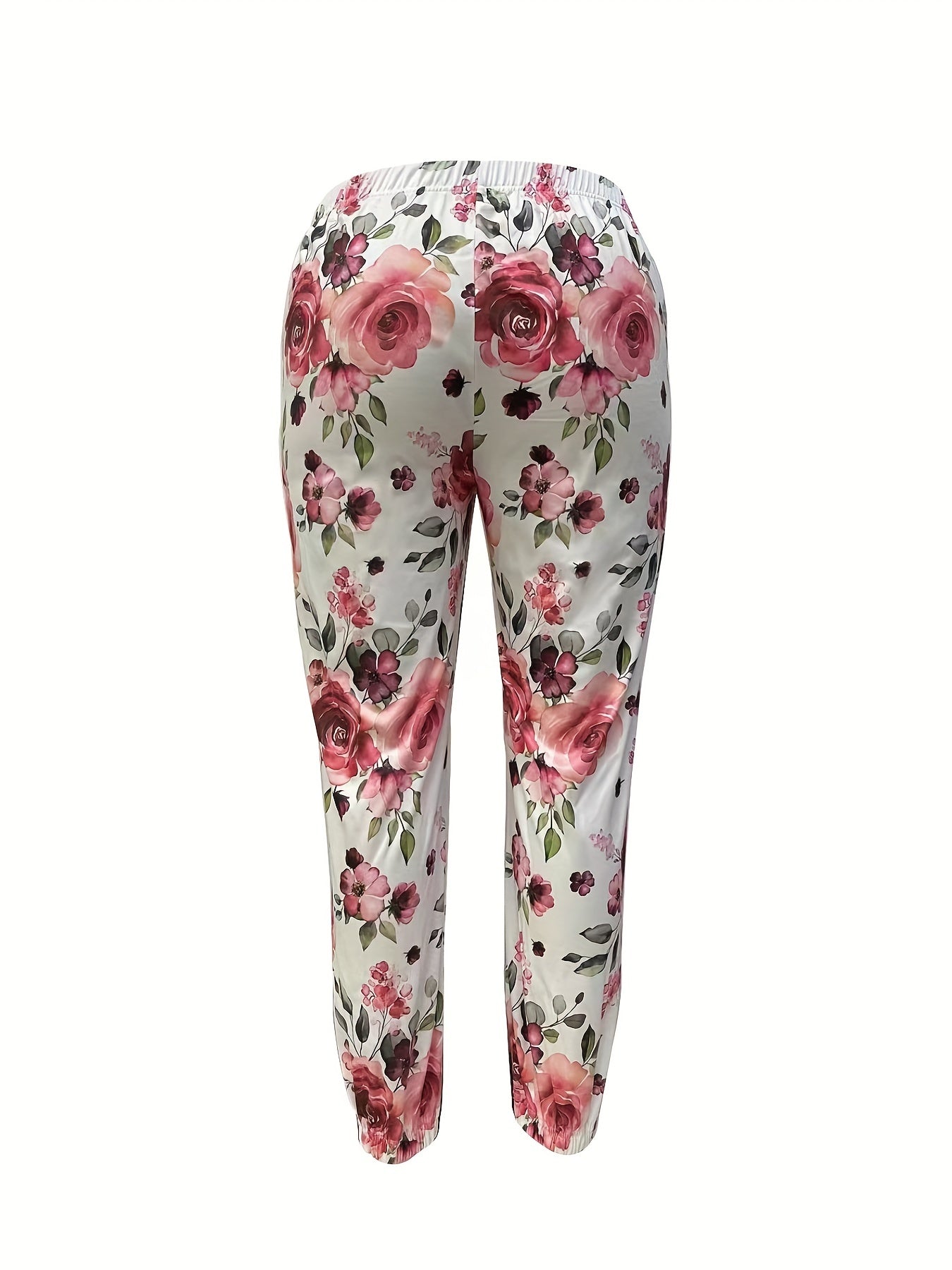 Women's Plus Ditsy Floral Print High Rise Jogger Trousers