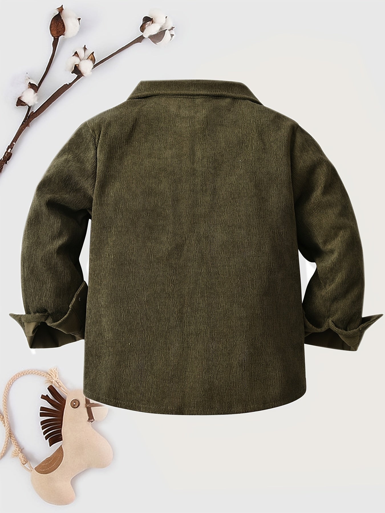 Boys Long Sleeve Solid Button Blouse