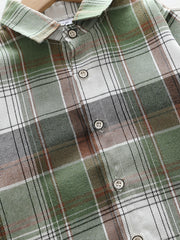Boys Plaid Lapel Shirts Long Sleeve Button Down Tops Spring Fall Outwear