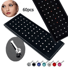 Crystal Rhinestone Nose Ring Set Zicron Inlaid Holiday Style