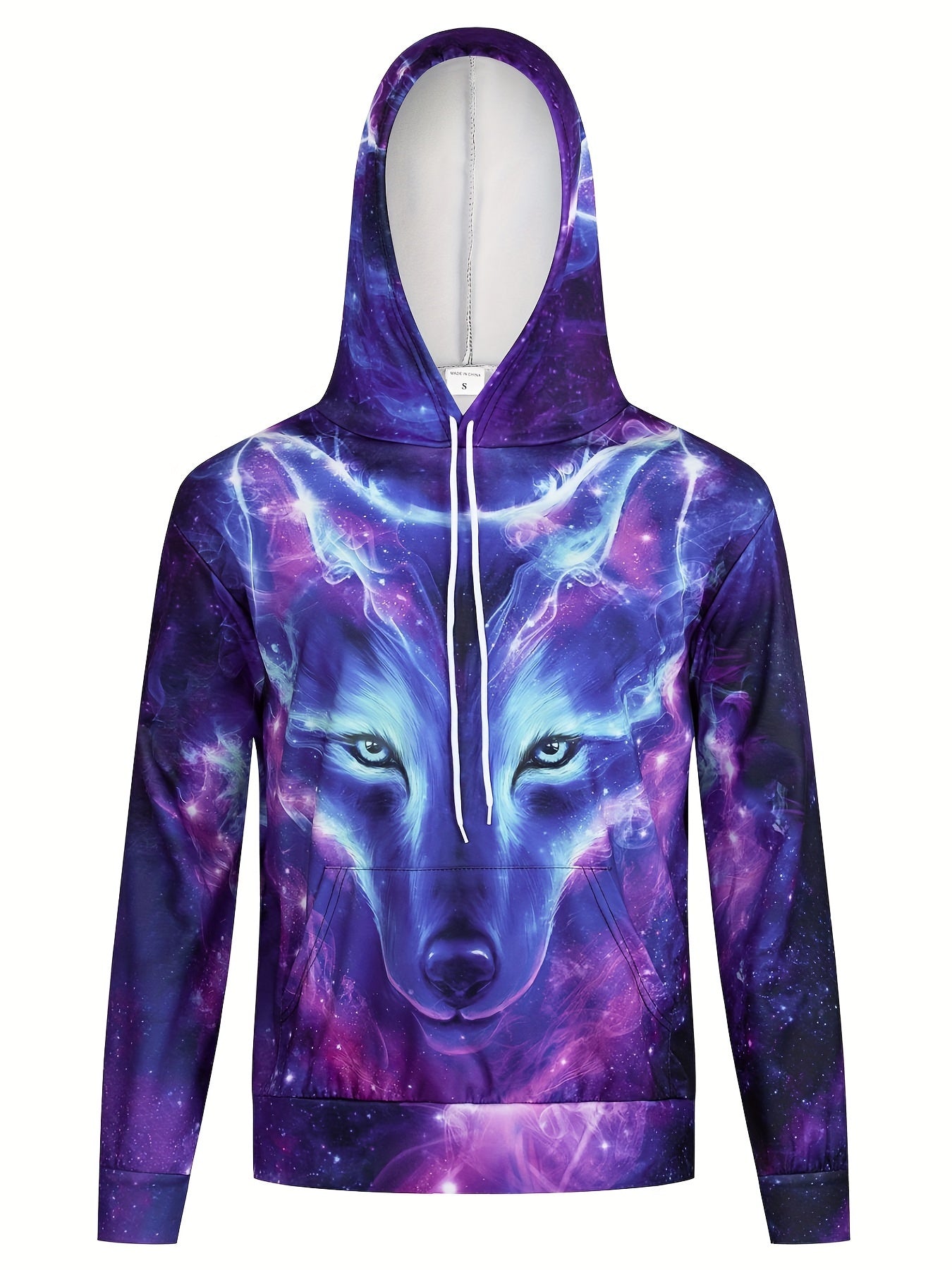Wolf 3D Print Hoodie Kangaroo Pocket Pullover Mens Clothing