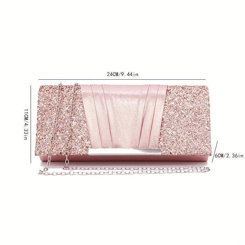 Glitter Clutch Wallet Flap Evening Bag Lightweight Shoulder Chain Bag