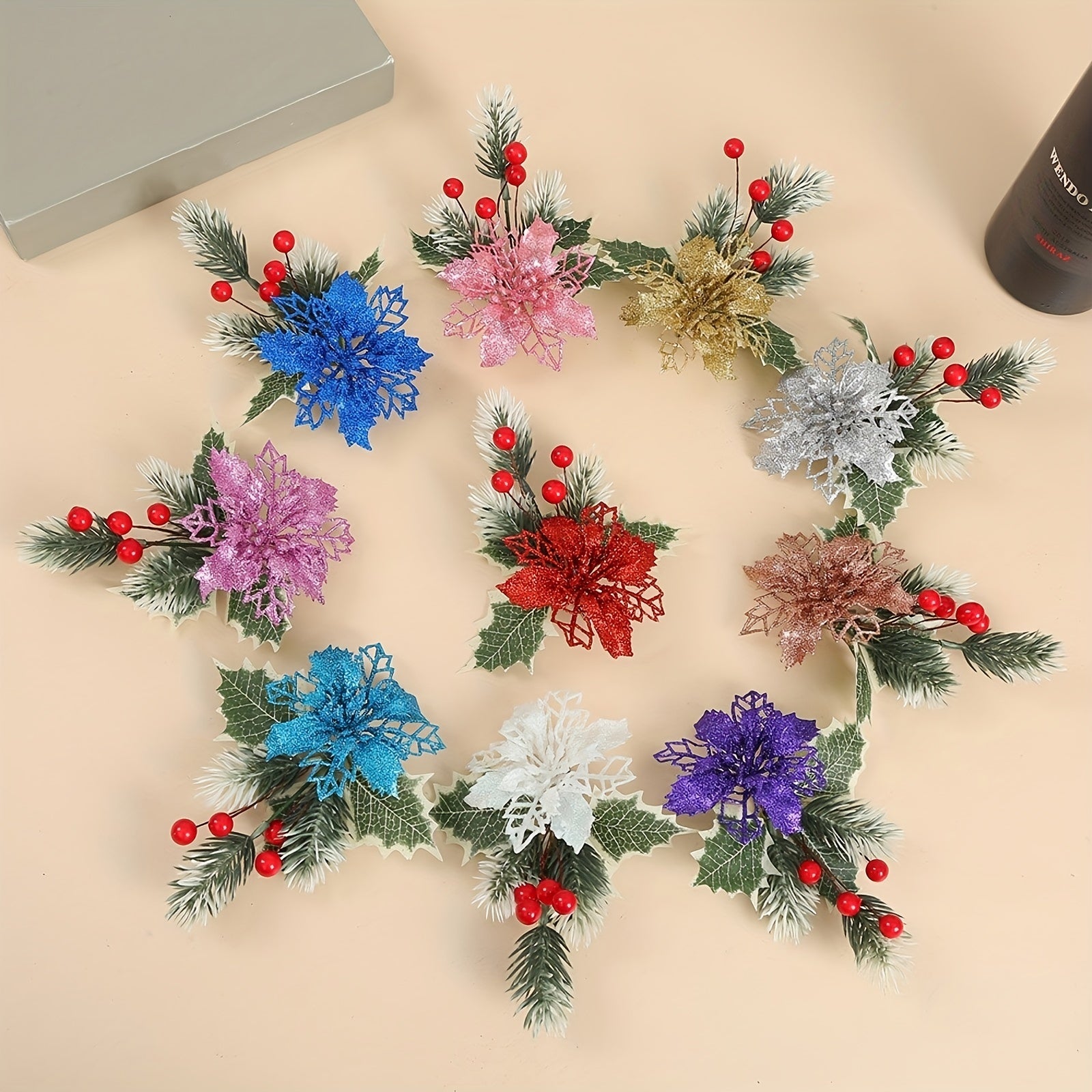 Christmas Pine Needle Red Fruit Christmas Flower Christmas Tree Pendant Props