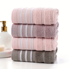 4pcs Striped Pattern Hand Towels Set Soft Skin-friendly Face Towel
