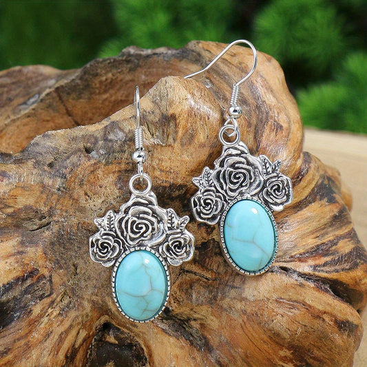 Vintage Silver Turquoise Earrings Necklace Set