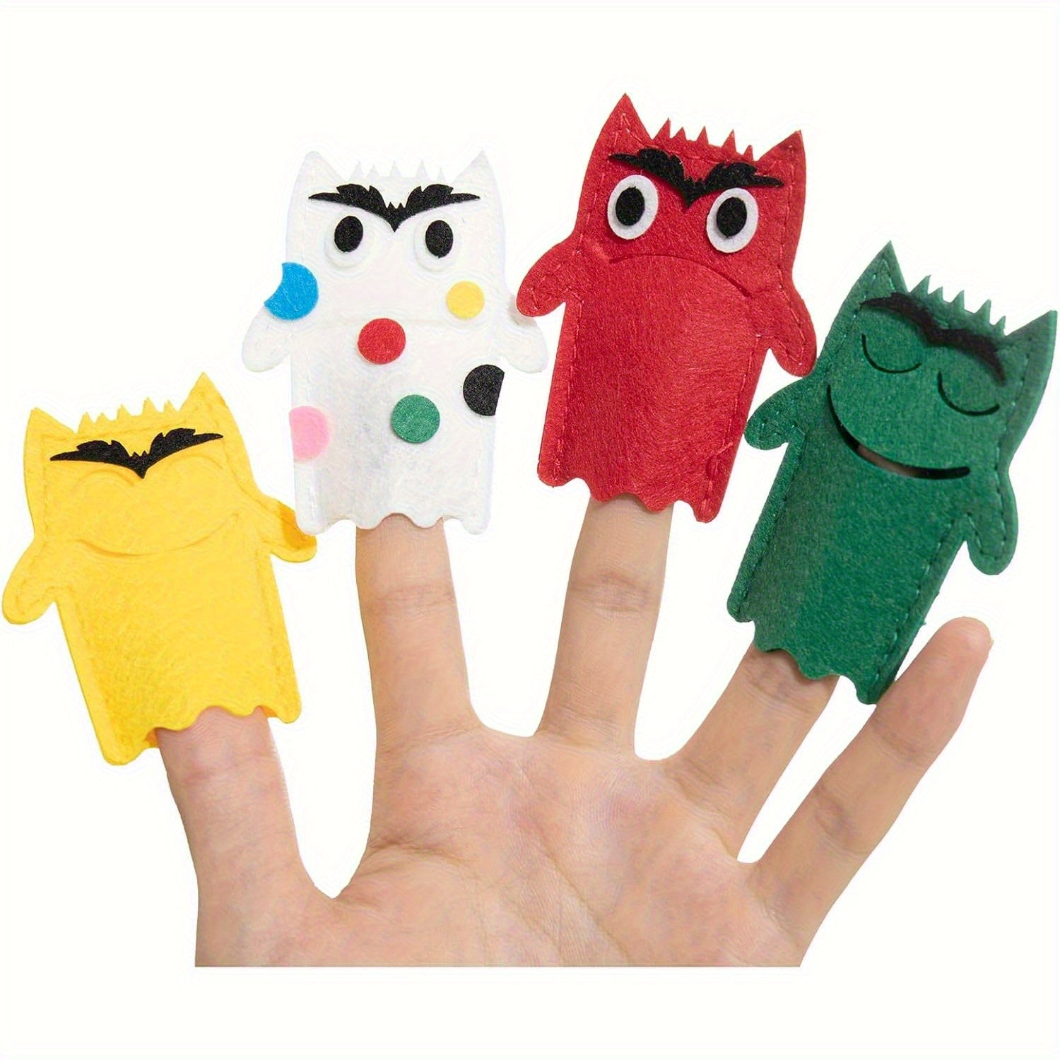 Colorful Felt Monster Finger Puppets for Emotional Learning