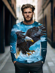 Eagle 3D Print Men's Long Sleeve Graphic T-Shirt Casual Comfy Tees