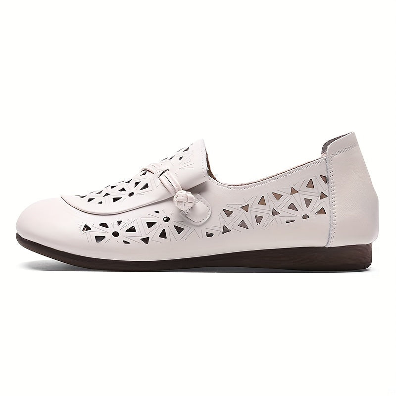 Women's Retro Hollow Out Flat Sandals Soft Sole Slip On Shoes
