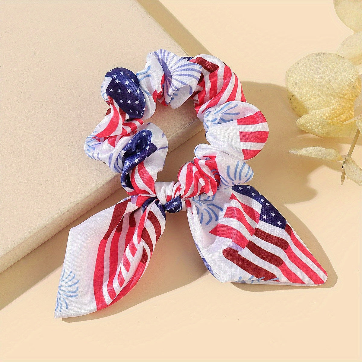 Independence Scrunchies Bow Hair Tie American Flag Ponytail Holder
