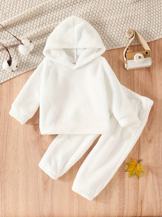 Baby Girls 2pcs Fleece Pajamas Hoodie Top & Pants Set