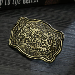 Leisure Western Denim Men's Belt Flower Buckle