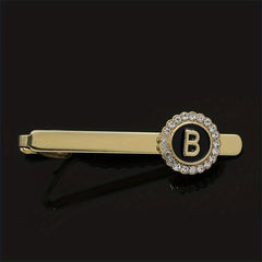 Men's Zirconia Initial Letter Tie Clip