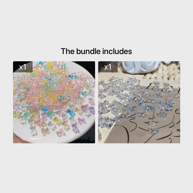 3D Bear Resin Nail Art Decorations Crystal Bear Shaped Nail Charms
