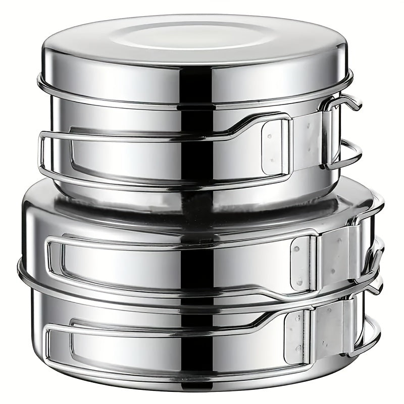 4pcs Stainless Steel Cookware Set Lightweight Cooking Kit for Camping