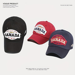Adjustable Mens Peaked Cap w/ Maple Leaf Embroidery for Outdoor Activities