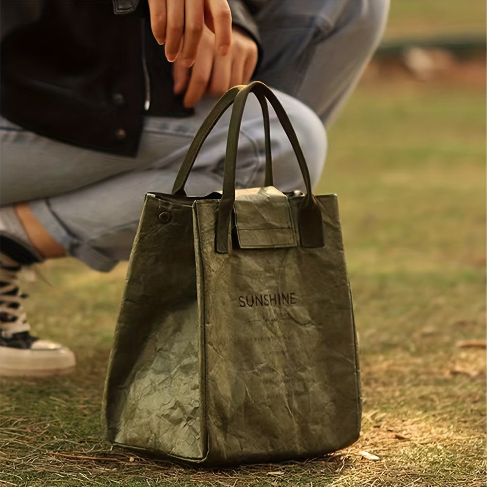 Waterproof Army Green Lunch Box Bag Insulated for Students and Office Workers