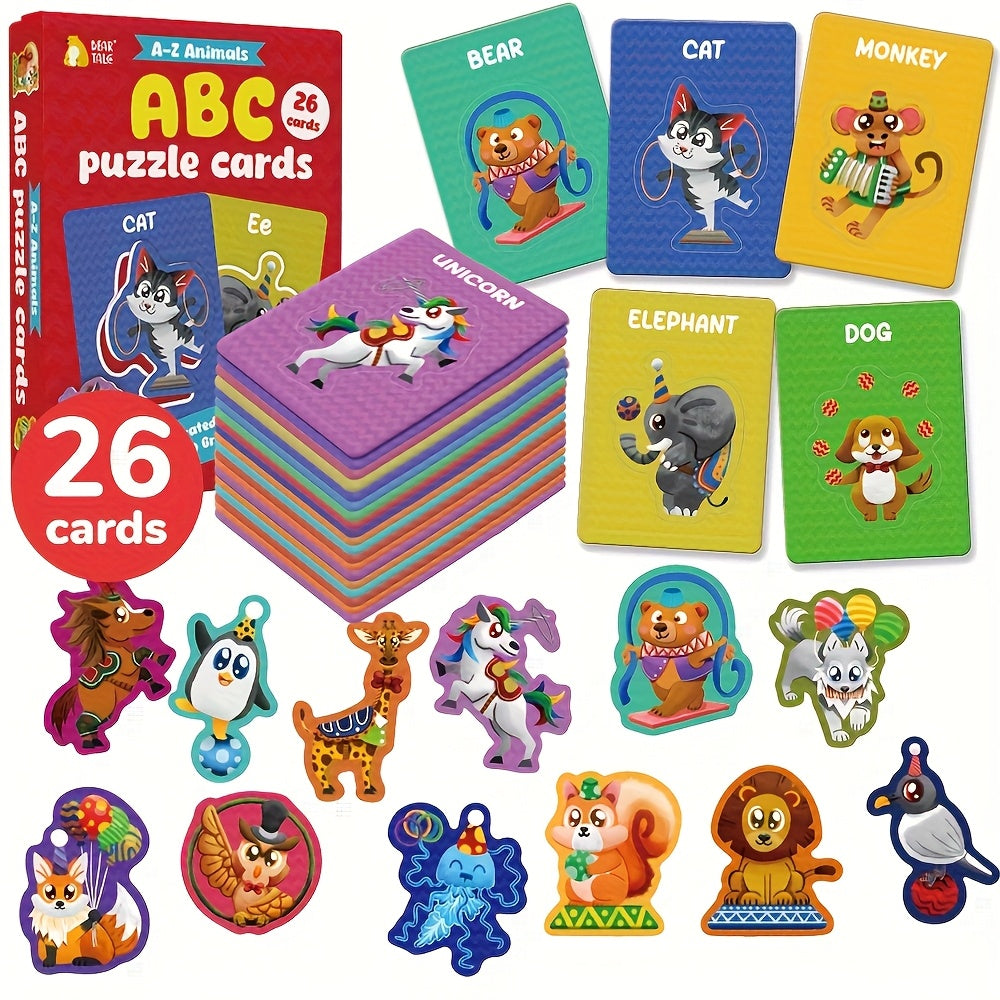 26pcs Alphabet Word Learning Card Educational Jigsaw Puzzle Set for Kids