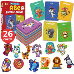 26pcs Alphabet Word Learning Card Educational Jigsaw Puzzle Set for Kids