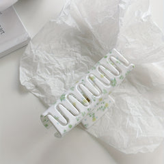 Flower Pattern Hollow Rectangle Hair Claw Acrylic Shark Claw Ponytail Holder