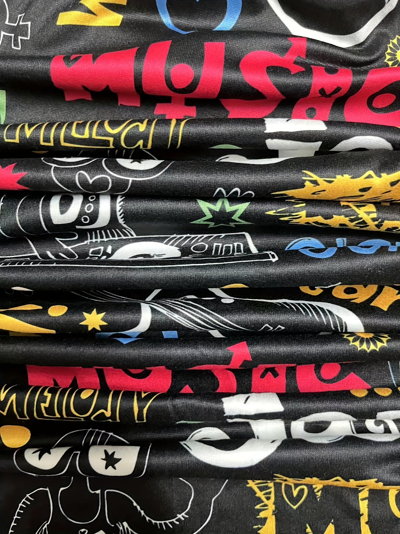  Graffiti Print Tapered Leg Pants