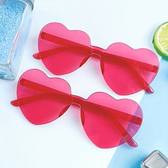 2pcs Heart Sunglasses Frameless Funny Heart Glasses Party Favor