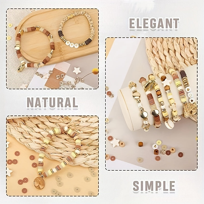 DIY Bracelet Making Kit 2400pcs Clay Bead Set Stone Beads Polymer Flat Beads