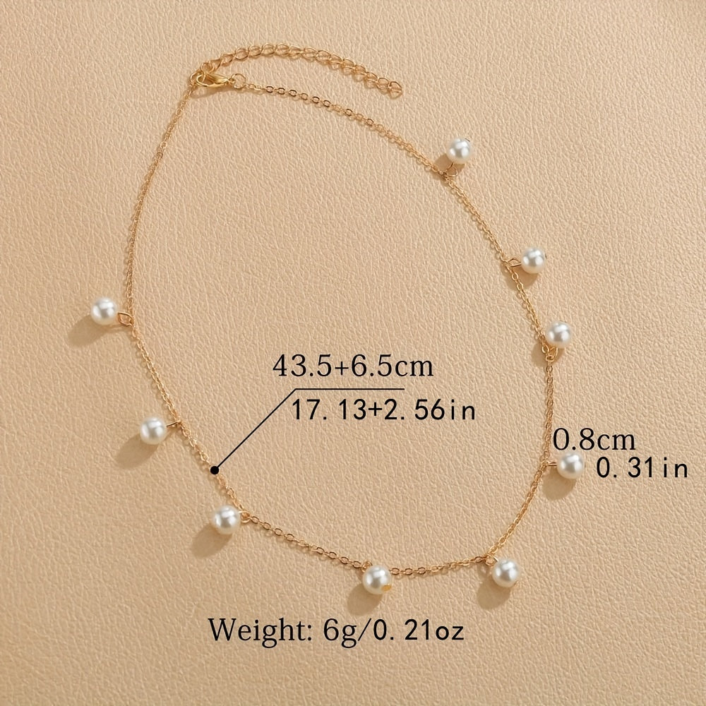 Baroque Style Faux Pearl Pendant Clavicle Chain Necklace