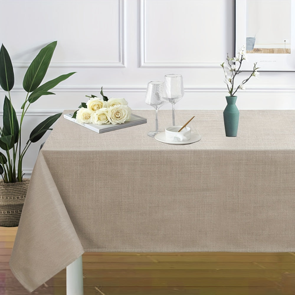 Linen Textured Tablecloth Rectangular High Solid Anti-Splash Tablecloth