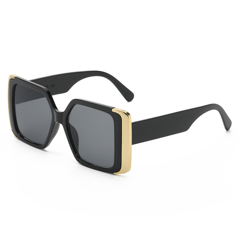 Golden Rimmed Oversize Irregular Square Sunglasses