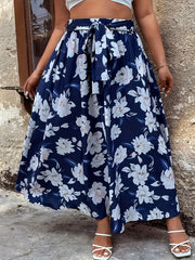  Floral Tie Front Maxi Skirt