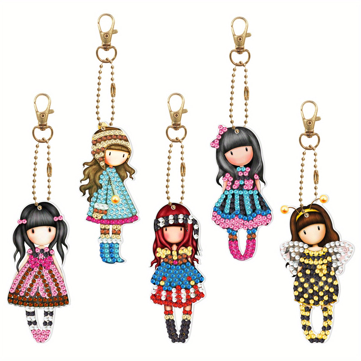 Girl Keychain Cartoon Animal Diamond Mosaic Backpack Pendant Kit