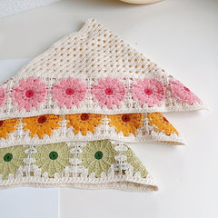 Boho Crochet Bandana Elastic Flower Headband Hair Accessory