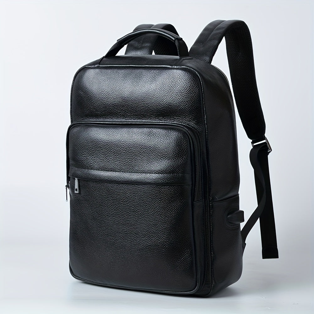 Casual Leather Backpack Large Capacity Outdoor Backpack With USB Charging