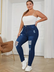  Solid Ripped High Rise Skinny Jeans