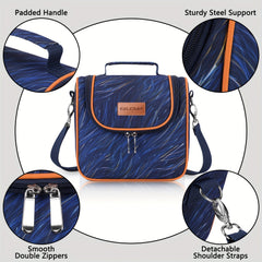 Stylish Insulated Lunch Bag with Hook & Loop Fastener Zipper & Shoulder Strap