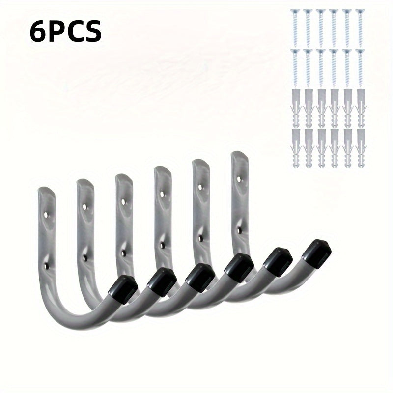 6pcs Heavy Duty Garage Tool Hook Storage Hanger Wall Mounted Steel Hanging