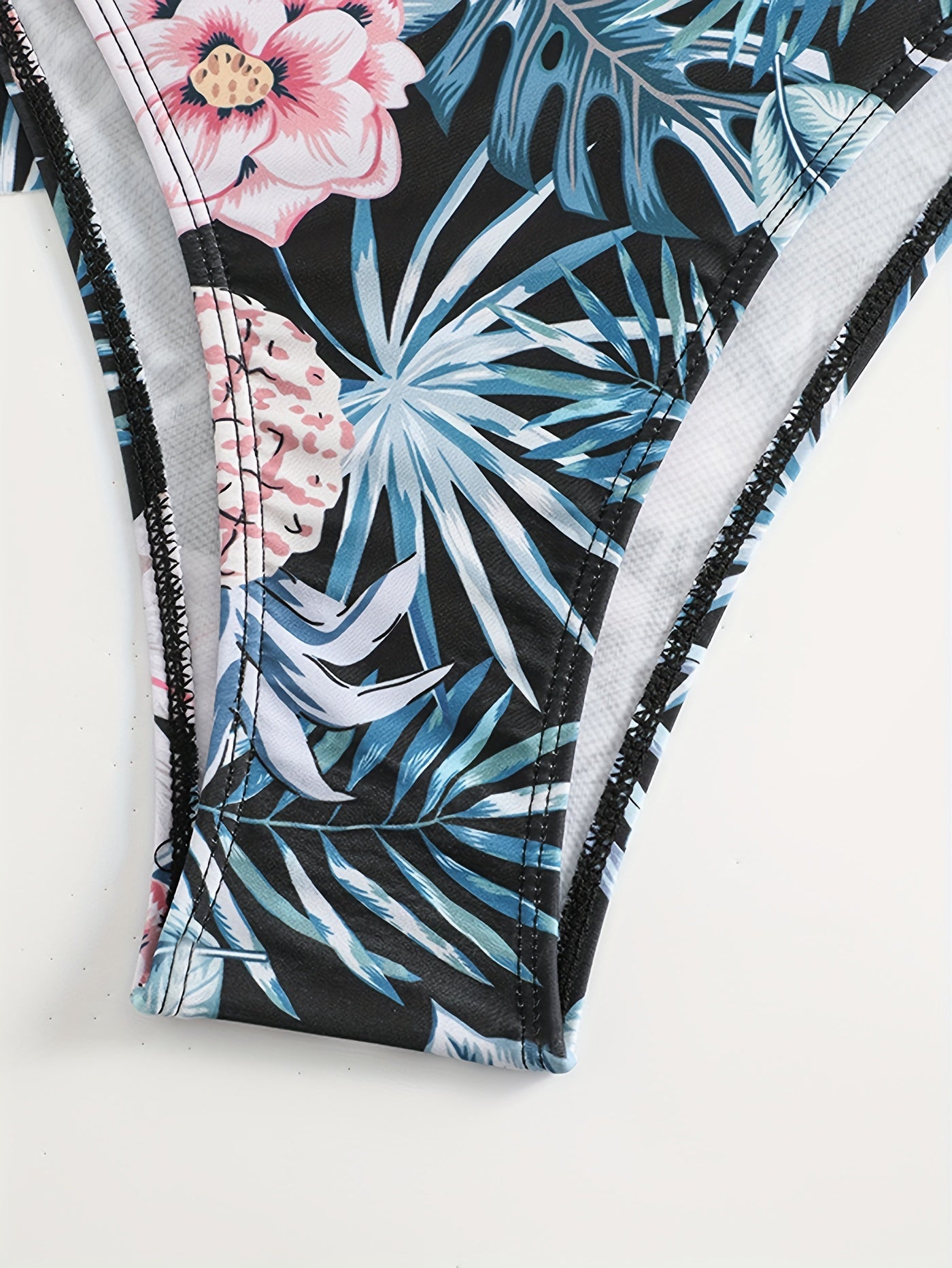  Boho Tankini Set Tropical Print Swimsuit Two Piece