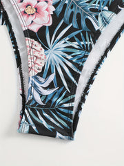  Boho Tankini Set Tropical Print Swimsuit Two Piece