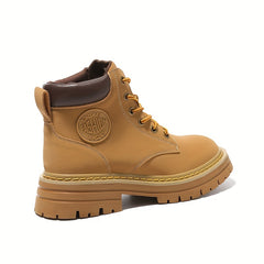Chunky Low Heel Lace-Up Ankle Boots Women's Comfortable Round Toe Short Boots