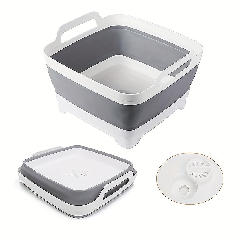 Portable Collapsible Dish Tub with Draining Plug for Camping