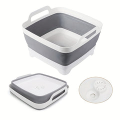 Portable Collapsible Dish Tub with Draining Plug for Camping