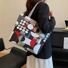 Flower Print Canvas Tote Bag Large Shoulder Bag