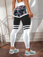 Camouflage Stripes Print High Waist Yoga Pants