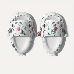 Men's Alphabet & Fruit Pattern Non Slip Platform Slides