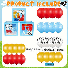 54pcs Cartoon Story Party Decorations with LED String Lights & Balloons Boxes