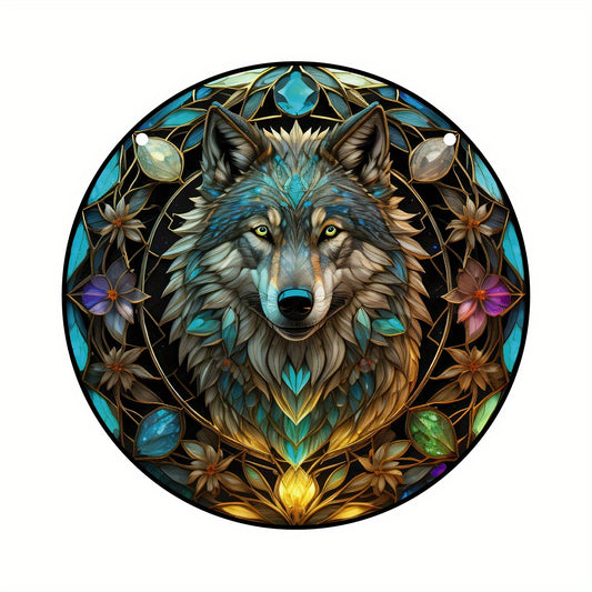 3D Wolf Stained Glass Window Hanging Art Pendant - Halloween Christmas Gift